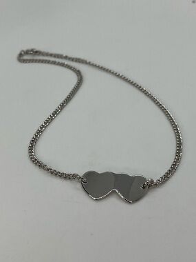 Vtg 925 Sterling Silver Double Heart Nameplate Anklet Engravable | 9”